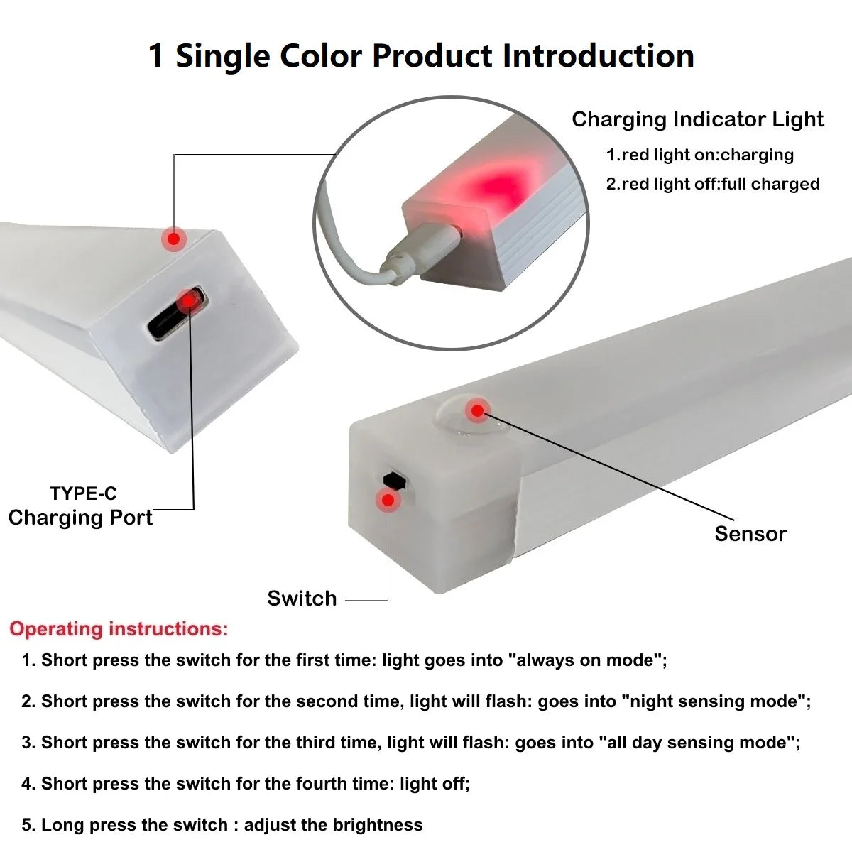 Luminária LED com Sensor de Movimento USB Recarregável – Iluminação Inteligente Sem Fio