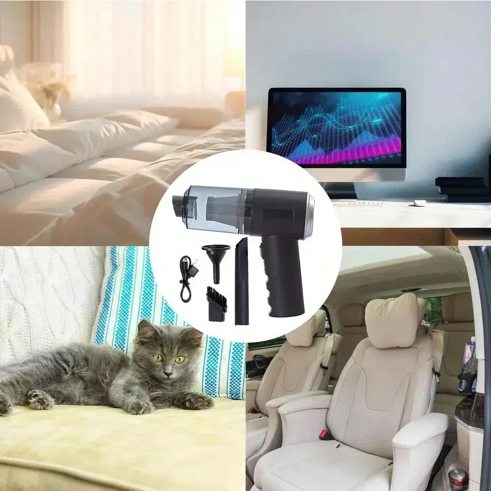 Aspirador Portátil Sem Fio 120W Recarregável – Limpeza Rápida para Carro e Casa