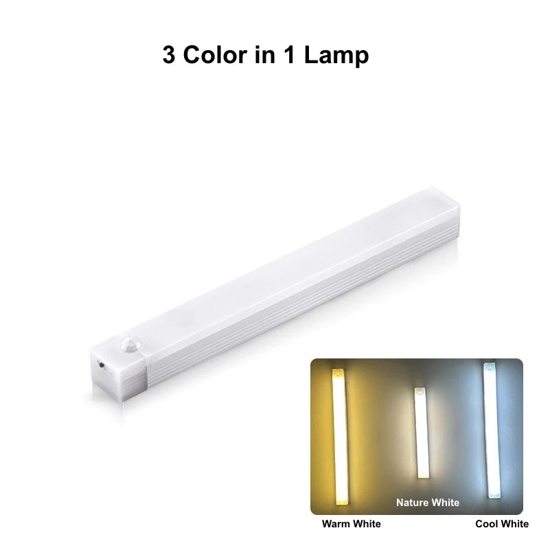 Luminária LED com Sensor de Movimento USB Recarregável – Iluminação Inteligente Sem Fio