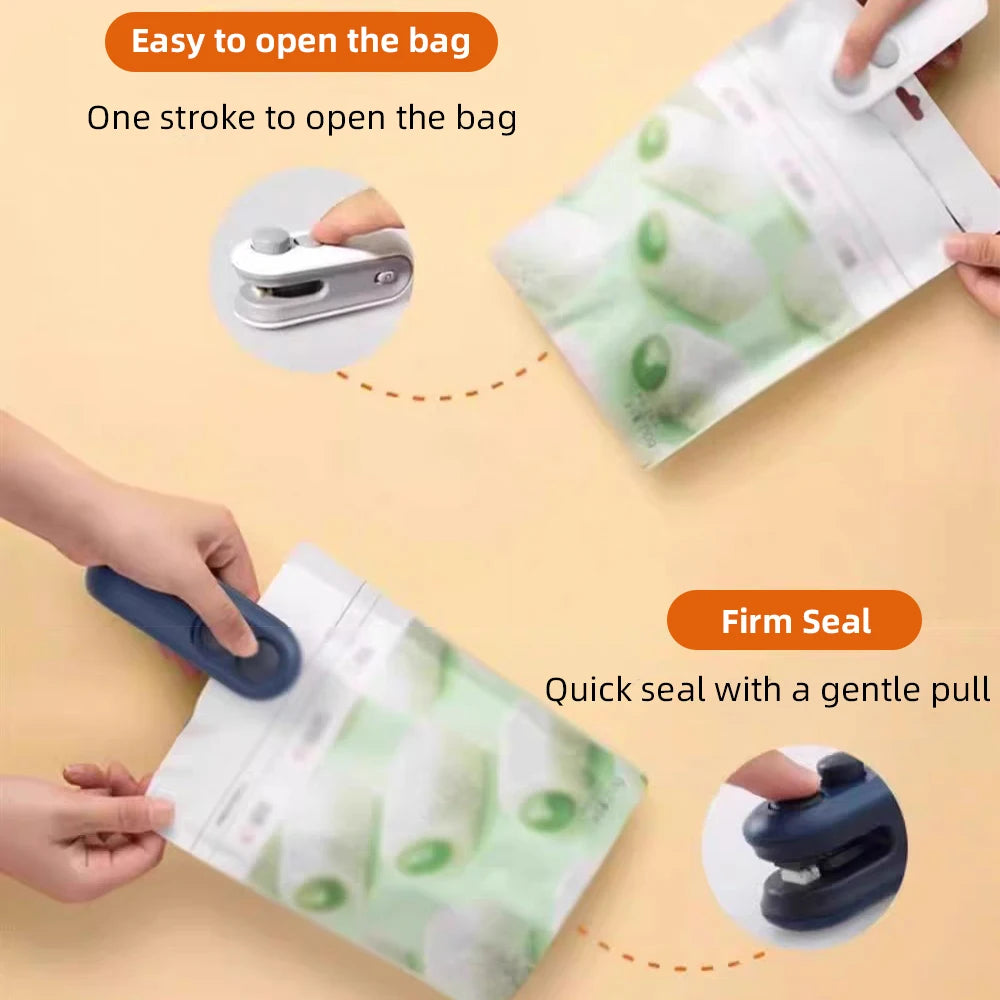 Mini Seladora de Sacos Portátil 2 em 1 – Fecha Embalagens e Mantém os Alimentos Frescos